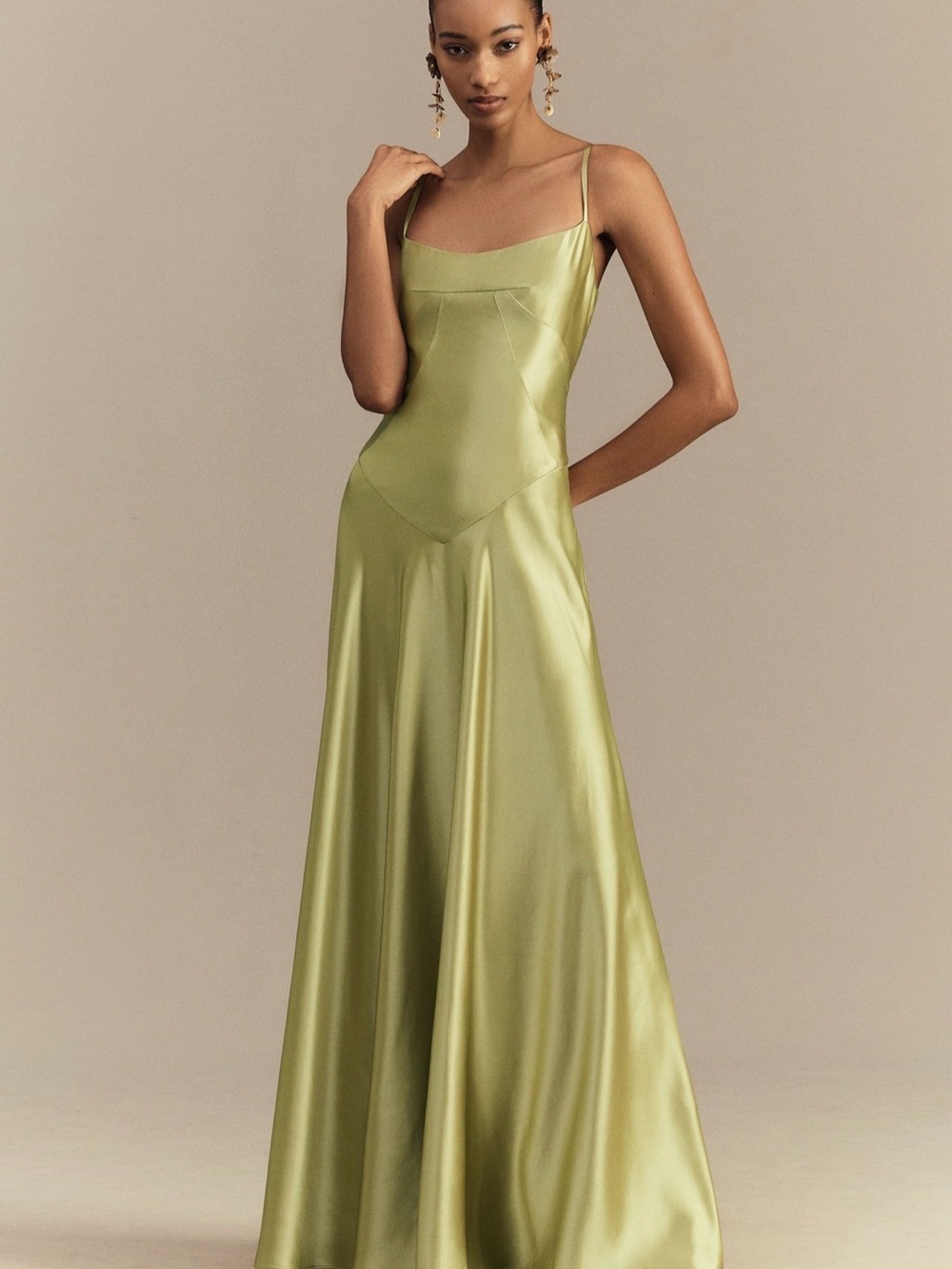 Mare Mare Emmy Satin Corset Maxi Dress in Matcha S